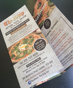 Offset paper menu, recycled menu
